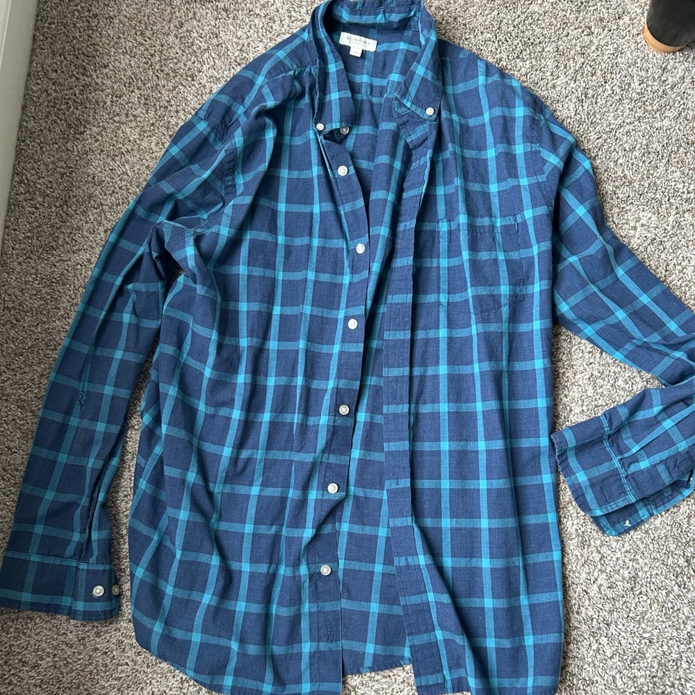 Sonoma Teal and Navy Plaid Men's Shirt